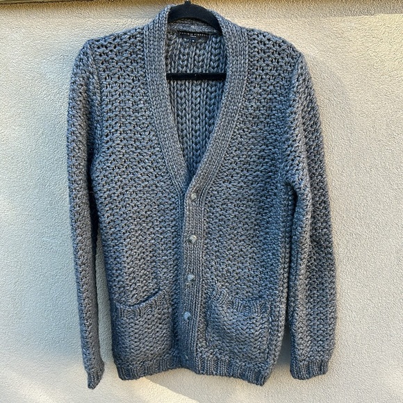 Daniele Fiesoli 🔥 Italy Chunky Knit Cardigan Sweater Gray Sz M Wool Alpaca - Picture 8 of 9